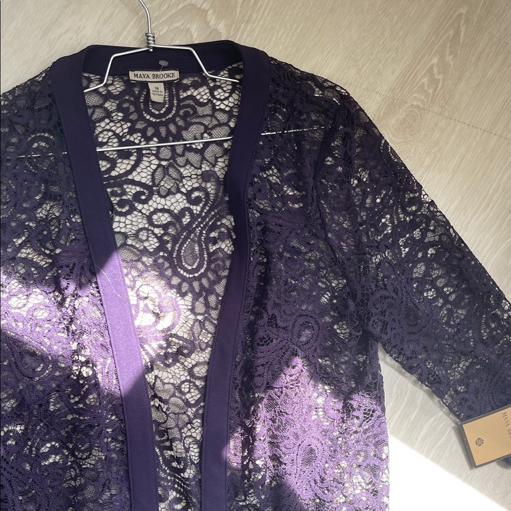 Maya Brooke Women's Purple Lace Cardigan